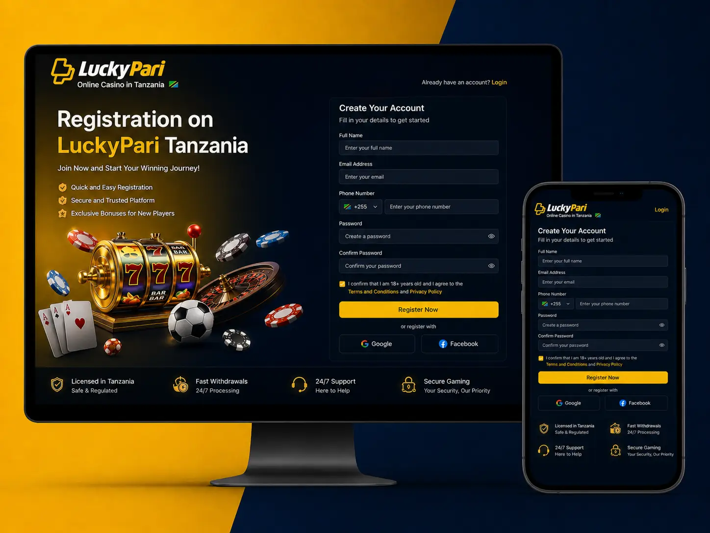 Create an Account on LuckyPari Tanzania